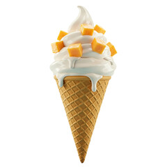 Delicious Vanilla Ice Cream Cone with Strawberries and Blueberries