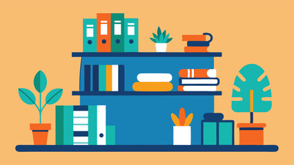 Fototapeta premium Modern Home Workspace With Bookshelves And Plants