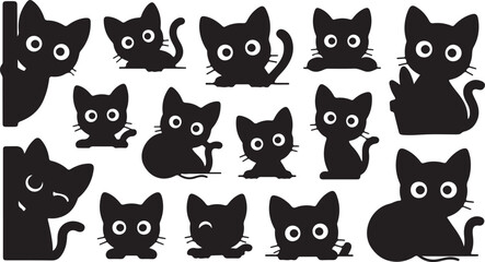 Obraz premium Cute and Playful Cat Silhouettes Vector Art Collection