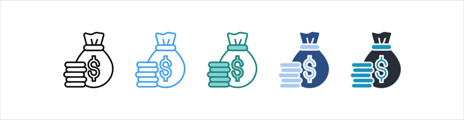 Money Icon In Different Style Vector