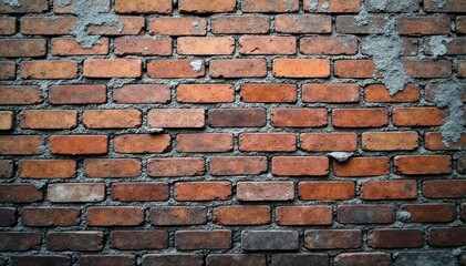 Obraz premium Weathered brick wall with rough texture and greyish tone, reminiscent of urban decay, decay, rough