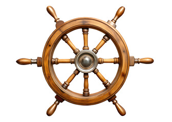 steering wheel of a ship isolated on transparent background