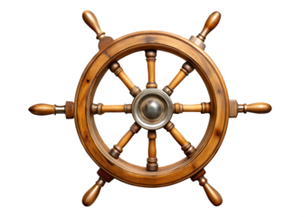 steering wheel of a ship isolated on transparent background