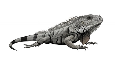 Obraz premium Detailed grayscale iguana illustration wildlife reptile art monochrome animal image