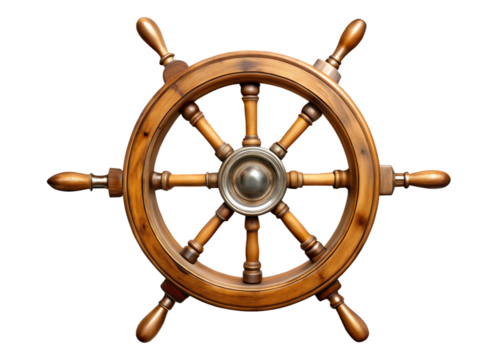 steering wheel of a ship isolated on transparent background