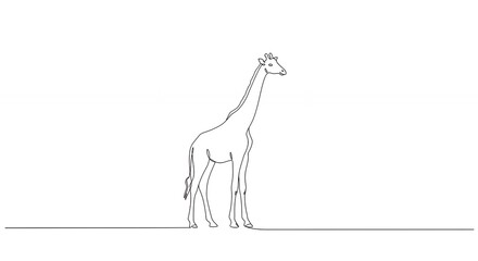 Fototapeta premium Elegant giraffe line art illustration minimalist single line drawing wildlife animal graphic design