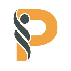 Initial Healthcare Logo Combine With Letter P Vector Template