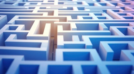 Intricate blue and purple 3D maze, complex path, challenge, solution