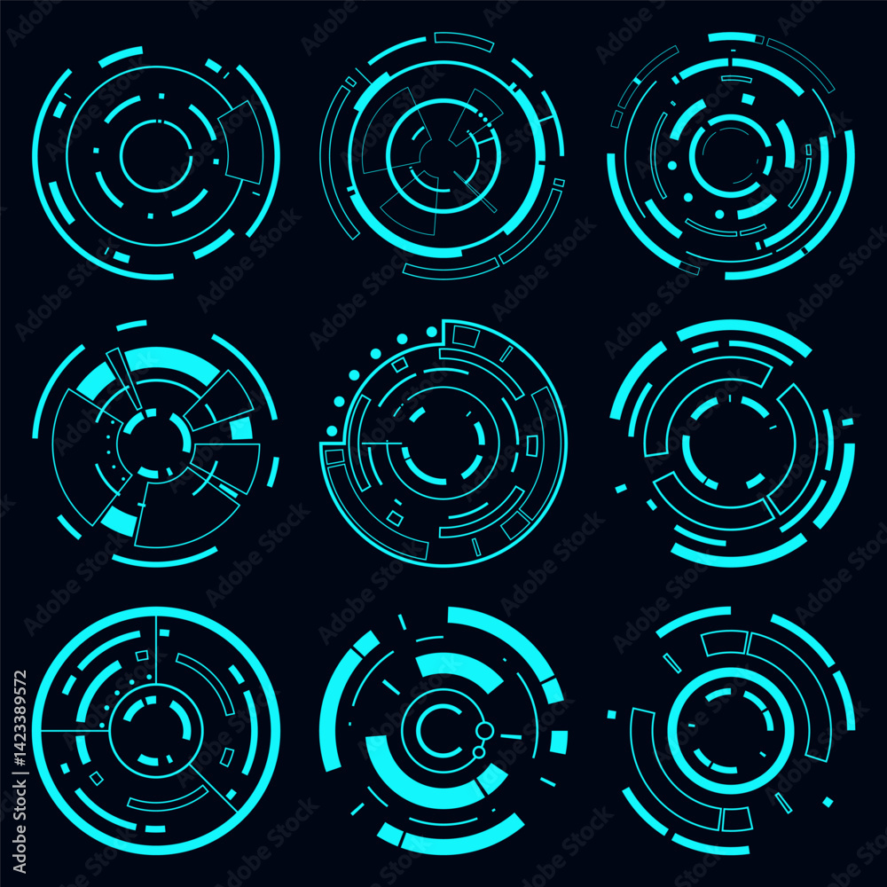 Wall mural futuristic frame hud technology cyberpunk design element. technology circletech element.