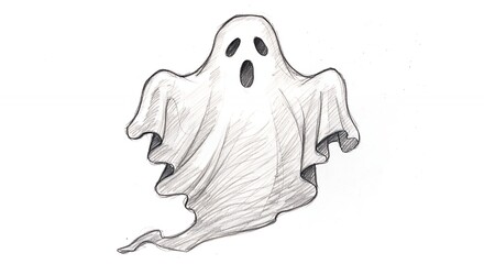 Ethereal ghost sketch grayscale halloween illustration design
