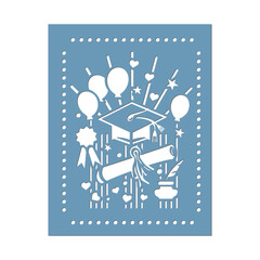 Vertical Graduation Postcard with cut out design. 