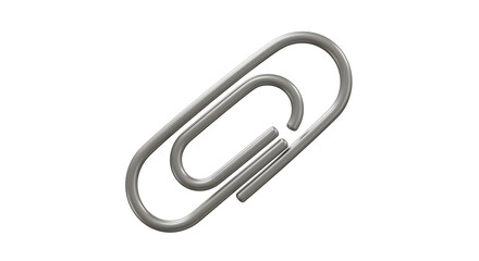 Silver Paperclip on White Background