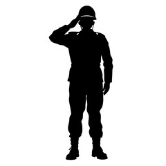 Soldier Silhouette Wearing Military Uniform Saluting With Respect And Honor Symbolizing Patriotism