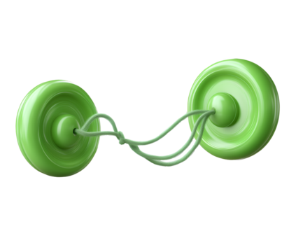3D icon of green yo-yo toys on a transparent background