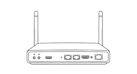 Wireless router line drawing illustration home network device internet connectivity