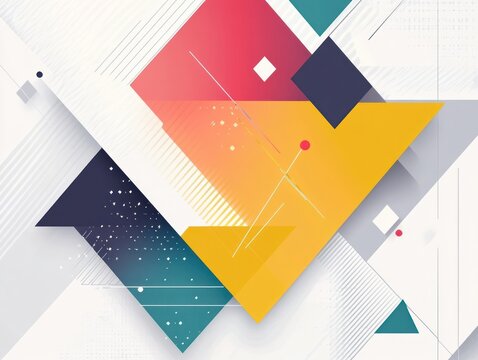 A vibrant abstract design featuring geometric shapes and a blend of bold colors.