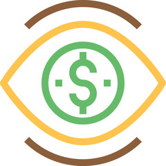 Doller Eye Ball Outline Icon