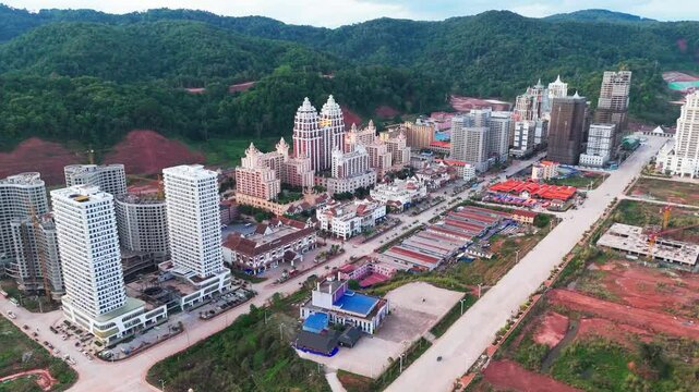 Aerial view of Boten city in Laos in Luang Namtha Province, situated on the China&ndash;Laos border