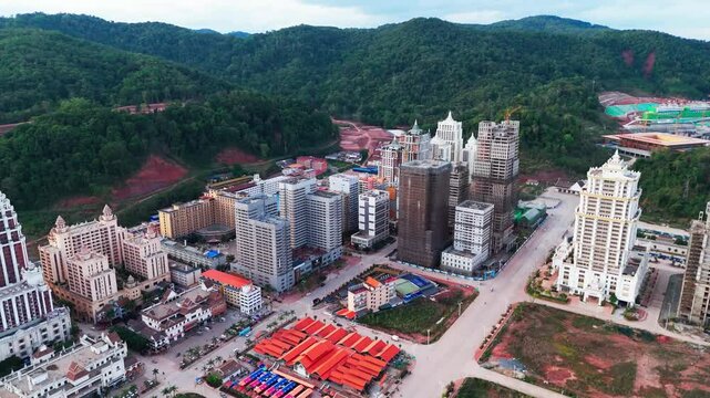 Aerial view of Boten city in Laos located in Luang Namtha Province, on the China&ndash;Laos border