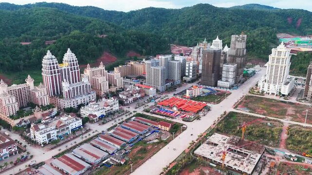 Aerial view of Boten city in Laos located in Luang Namtha Province, on the China&ndash;Laos border