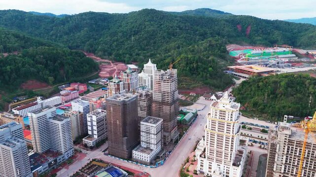 Aerial of Boten city in Laos located in Luang Namtha Province, on the China&ndash;Laos border