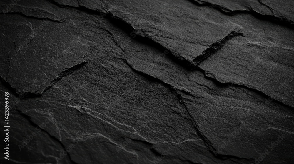 Poster hyper-realistic texture of dark slate surface with intricate layers and detailed striations for back