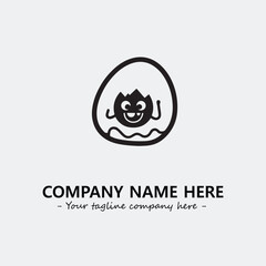 Egg cartoon illustration black and white for logo company vector image
