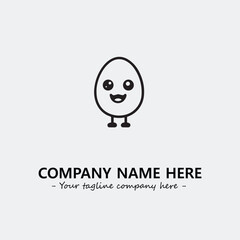 Egg cartoon illustration black and white for logo company vector image
