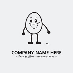 Egg cartoon illustration black and white for logo company vector image
