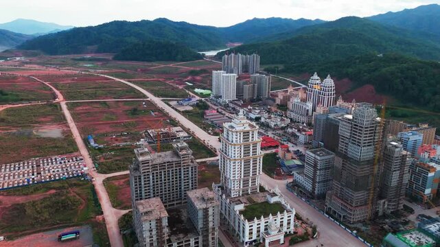 Drone of Boten city in Laos located in Luang Namtha Province, on the China&ndash;Laos border