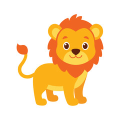 Obraz premium Happy Lion Cub Icon Cartoon Animal Vector Illustration