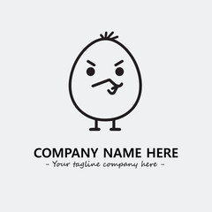 Egg cartoon illustration black and white for logo company vector image
