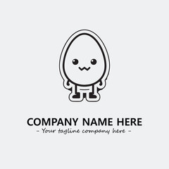 Egg cartoon illustration black and white for logo company vector image
