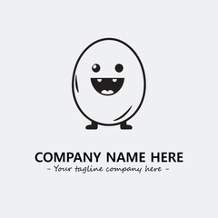 Egg cartoon illustration black and white for logo company vector image
