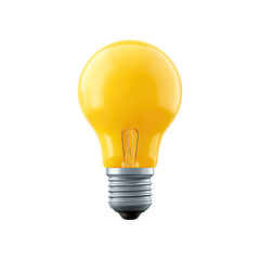Bright Yellow Light Bulb Isolated on Transparent Background