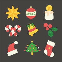 Christmas element Collection Set in isolated background