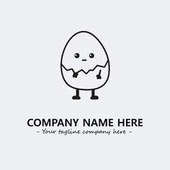 Egg cartoon illustration black and white for logo company vector image
