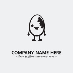 Egg cartoon illustration black and white for logo company vector image
