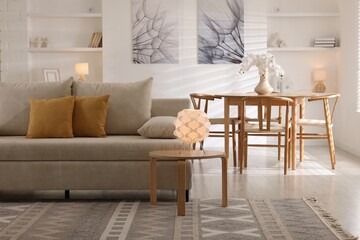 Beautiful living room with stylish furniture. Interior design