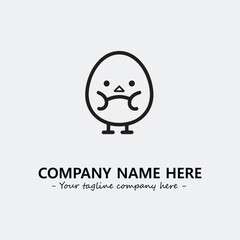 Egg cartoon illustration black and white for logo company vector image
