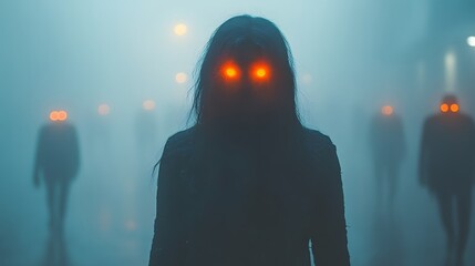 Supernatural Beings Fog Cloud Glowing Eyes Haunting Presence Image