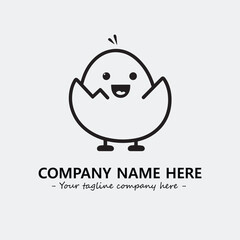 Egg cartoon illustration black and white for logo company vector image
