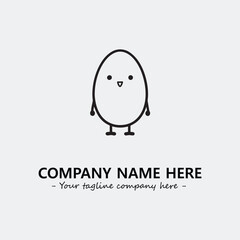 Egg cartoon illustration black and white for logo company vector image
