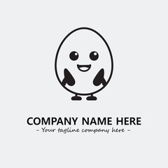 Egg cartoon illustration black and white for logo company vector image

