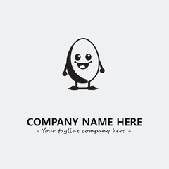 Egg cartoon illustration black and white for logo company vector image
