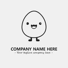 Egg cartoon illustration black and white for logo company vector image
