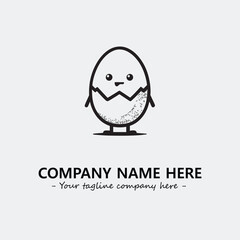 Egg cartoon illustration black and white for logo company vector image
