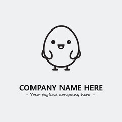Egg cartoon illustration black and white for logo company vector image
