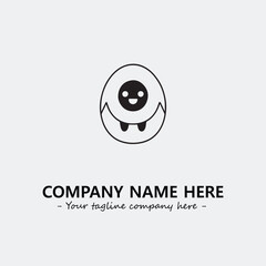 Egg cartoon illustration black and white for logo company vector image
