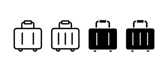 Travel Hand Bag Icon Vector Set. Outline Baggage Symbol